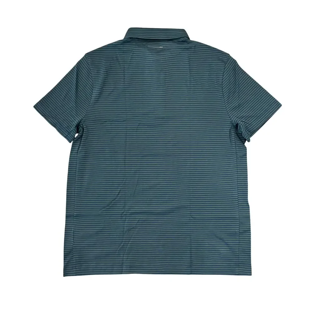 NWT J. Crew Men's Green & Navy Stripe Performance Coolmax Polo Shirt